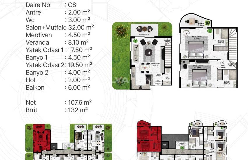 Alanya Kargıcak'ta Deniz ve Dağ Manzaralı Sitede Şık Daireler 29