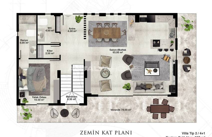 Sea View Houses with Smart Home Systems in Alanya Kargıcak 26