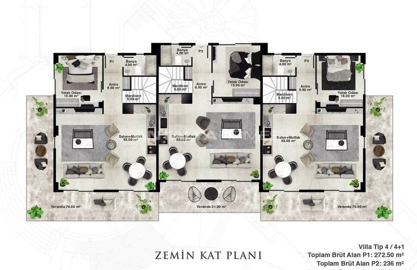 Sea View Houses with Smart Home Systems in Alanya Kargıcak 22