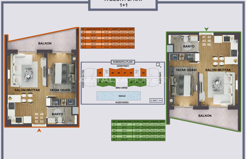 آپارتمان در مجتمع نزدیک به فرودگاه در آنتالیا کپز 45
