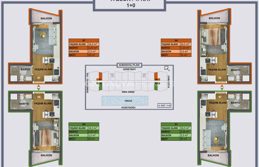 آپارتمان در مجتمع نزدیک به فرودگاه در آنتالیا کپز 33