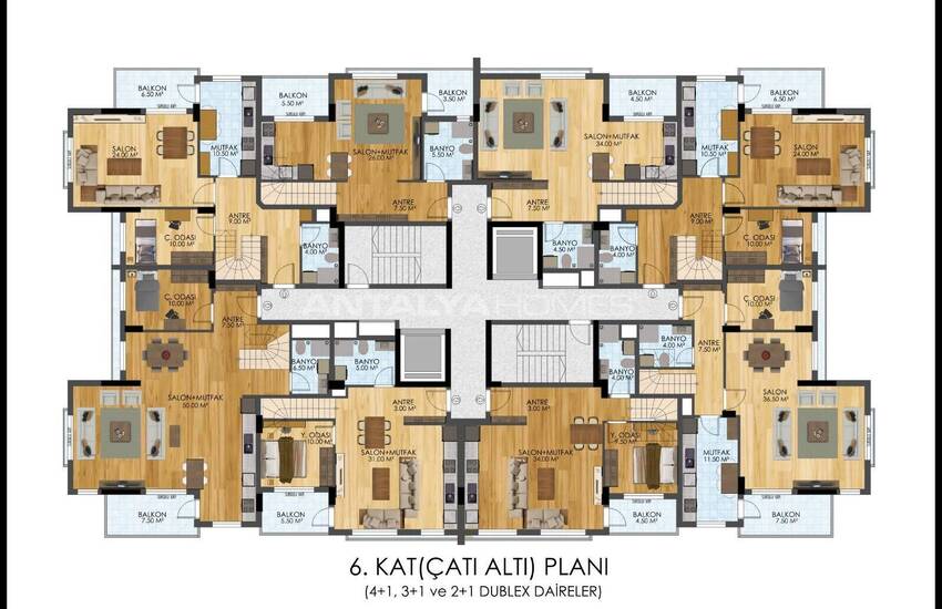 Antalya Konyaaltı'nda Havuzlu Site İçinde Dağ Manzaralı Daireler 20