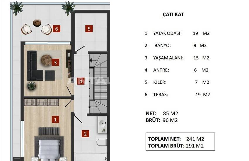 Antalya Konyaaltı'nda Özel Havuzlu ve Bahçeli 5+1 Ev 27