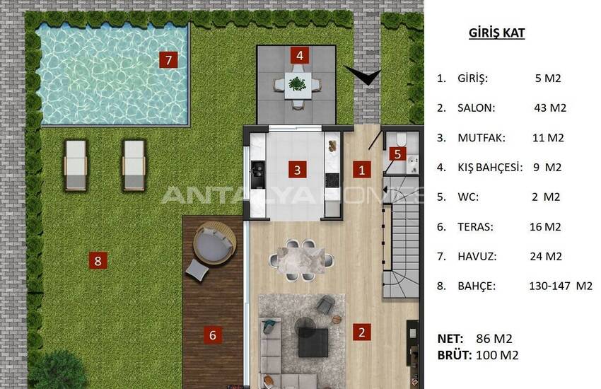 Antalya Konyaaltı'nda Özel Havuzlu ve Bahçeli 5+1 Ev 28