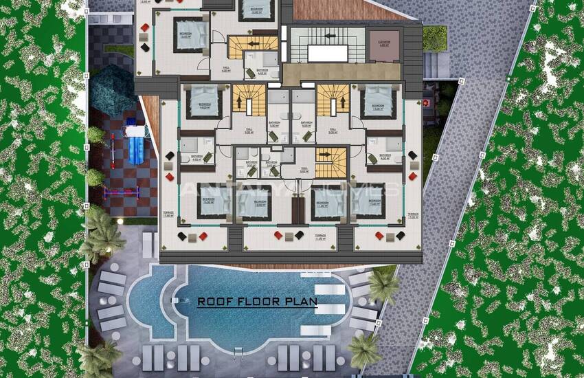 Alanya Avsallar'da Havuzlu Sitede Deniz Manzaralı Daireler 22