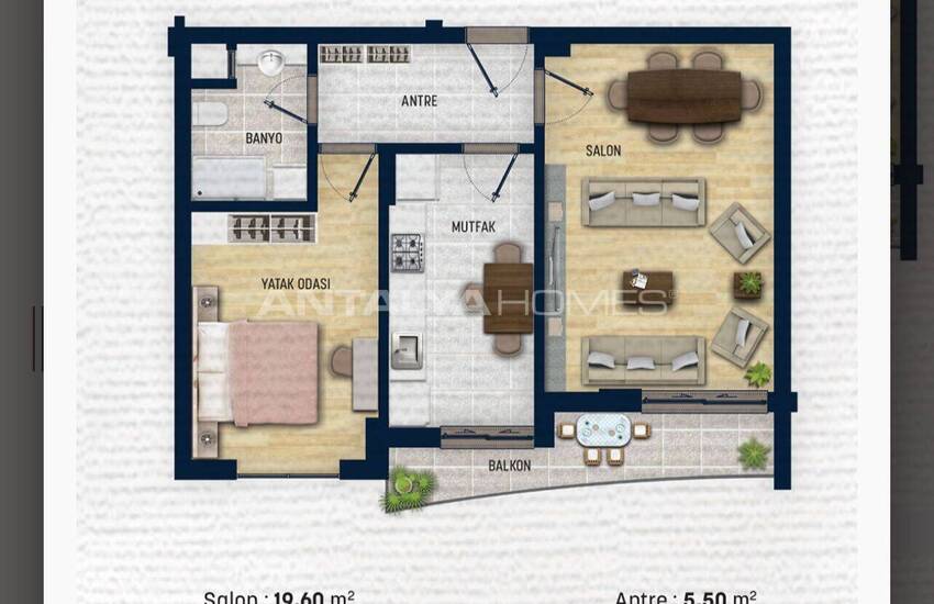 Döşemealtı'nda Rengi Antalya Sitesi'nde Eşyalı 1 Yatak Odalı Daire 18