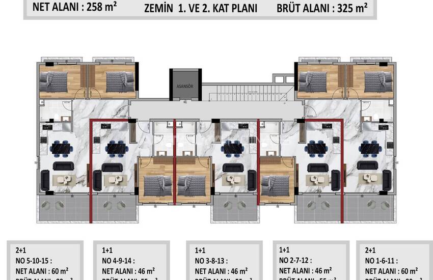 Flats in Complex with Pool and Nature View in Alanya Oba 24