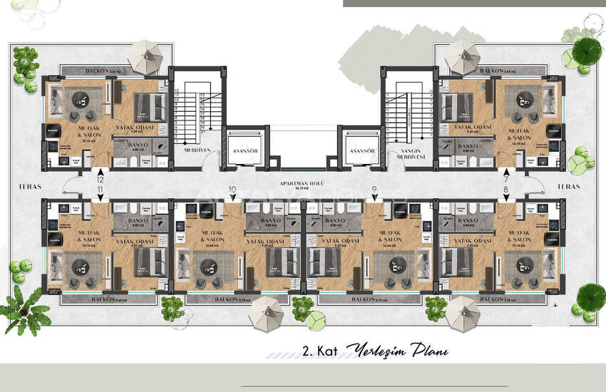 Flats in Complex with Ideal Location Antalya Altintas 17