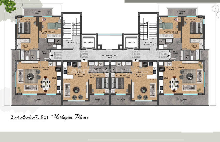 Flats in Complex with Ideal Location Antalya Altintas 18