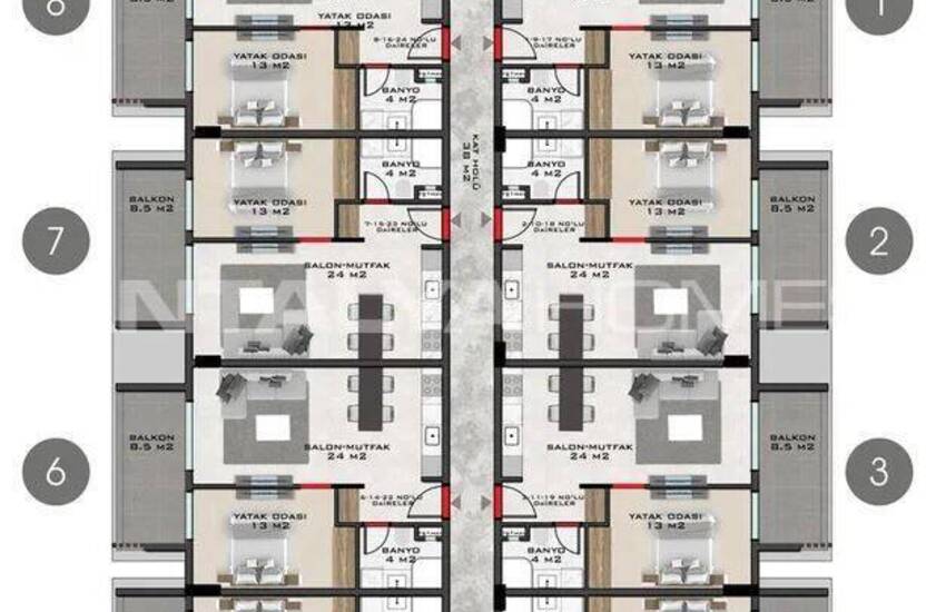 Alanya Mahmutlar'da Zengin Ortak Olanaklı Sitede Daireler 15
