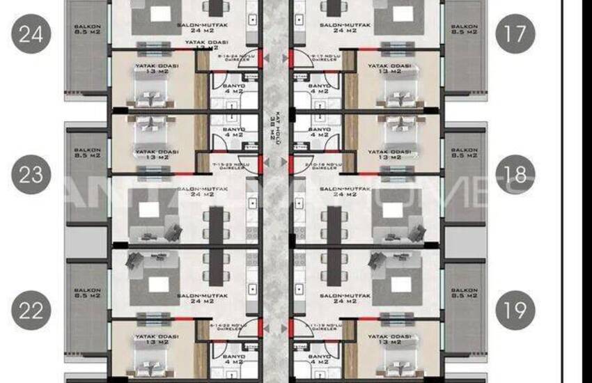 Alanya Mahmutlar'da Zengin Ortak Olanaklı Sitede Daireler 17