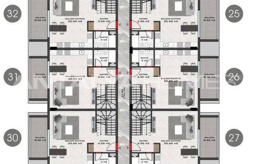 Alanya Mahmutlar'da Zengin Ortak Olanaklı Sitede Daireler 18