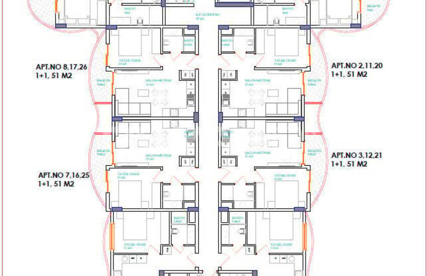 New Build Real Estate in Hotel Concept Complex in Alanya Oba 22