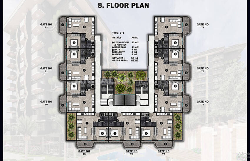 Alanya Avsallar'da Plaja Yakın Şık Tasarımlı Daireler 38