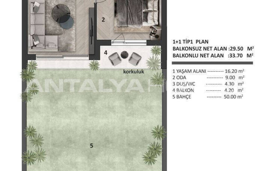 Flats in Project with Communal Pool in Antalya Altintas 35