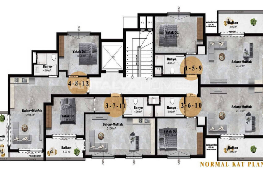 Apartments in Complex Intertwined with Nature in Alanya Oba 29