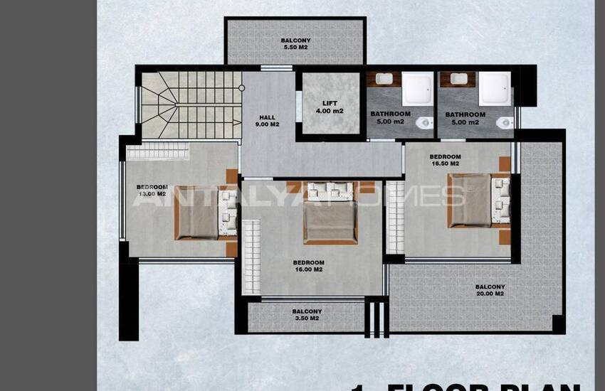 ملک با دید دریا با استخر و باغ خصوصی در آلانیا 53