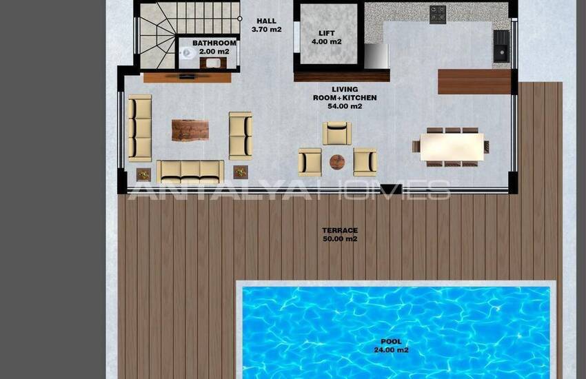 ملک با دید دریا با استخر و باغ خصوصی در آلانیا 54