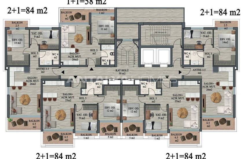 2-bedroom Apartments in Complex with Amenities in Antalya Altintas 16