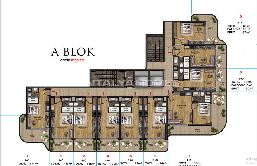 آپارتمان در مجتمع هتل مفهومی در نزدیکی امکانات رفاهی در آلانیا 61