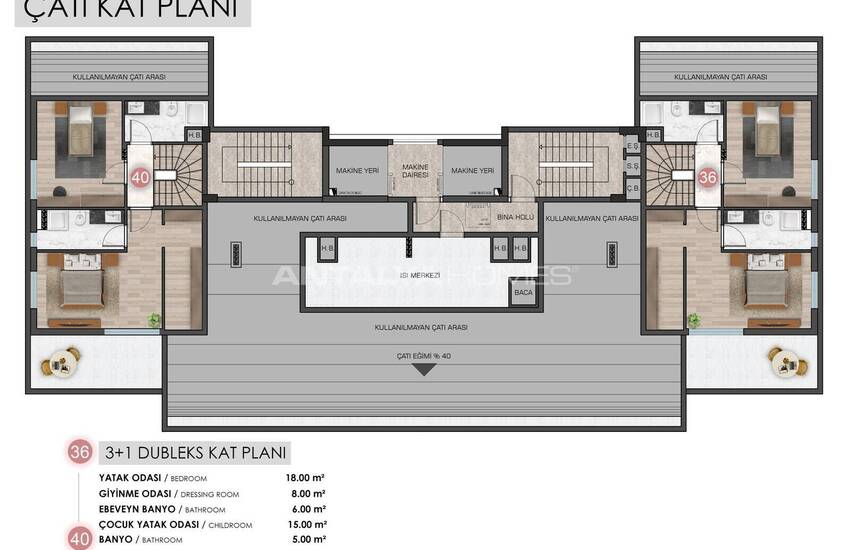 Spacious Flats in a Project with Pool in Altıntaş Antalya 37