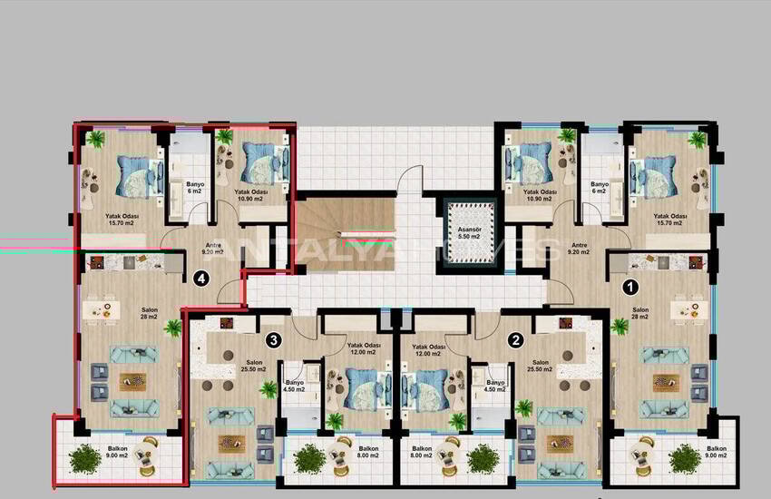 Квартира С Видом На Море И Город В Алании Тепе 20