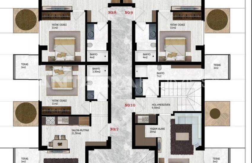 Immobilien In Einem Komplex Mit Reichhaltiger Ausstattung In Alanya 49