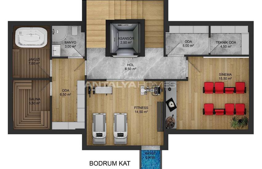 Alanya'da Şık Tasarımlı Deniz Manzaralı Villalar 26