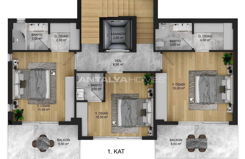 Alanya'da Şık Tasarımlı Deniz Manzaralı Villalar 27