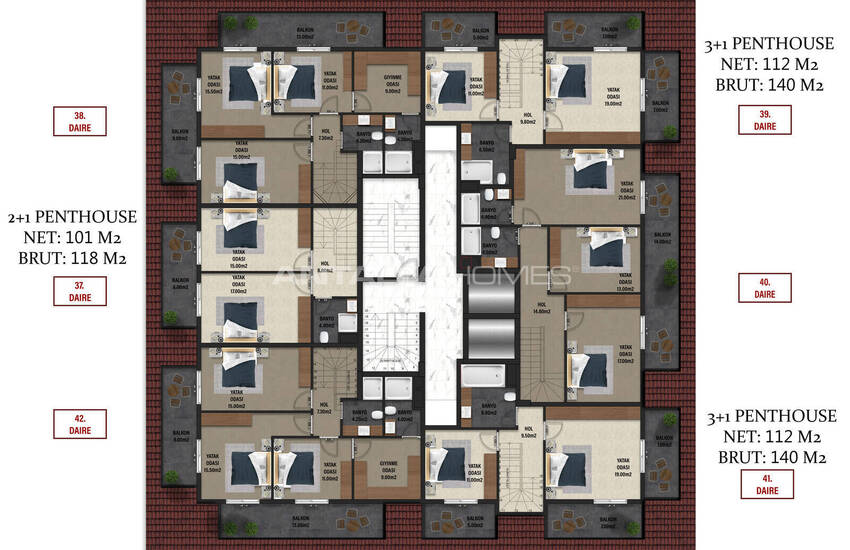 شقق في مجمع بالقرب من البحر في ألانيا 35