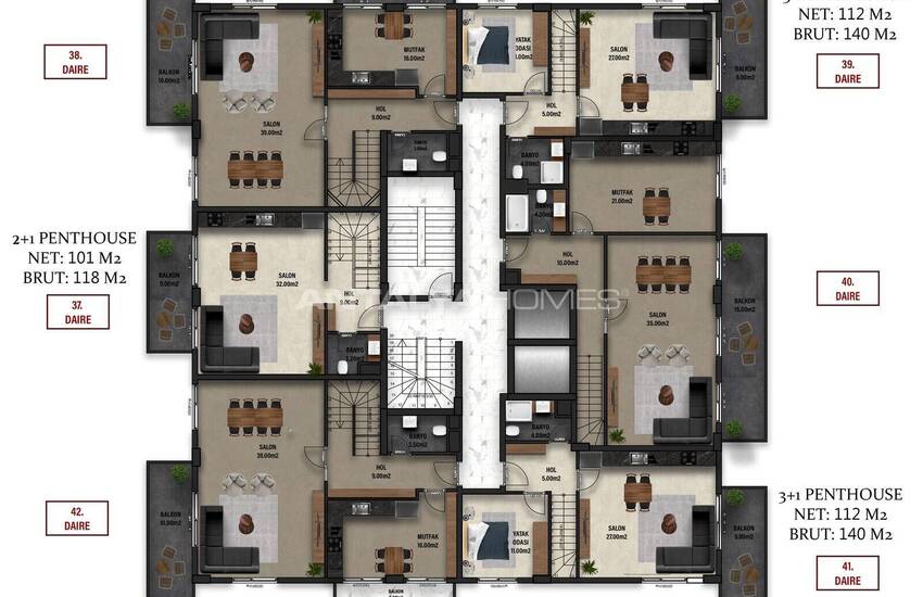 شقق في مجمع بالقرب من البحر في ألانيا 33