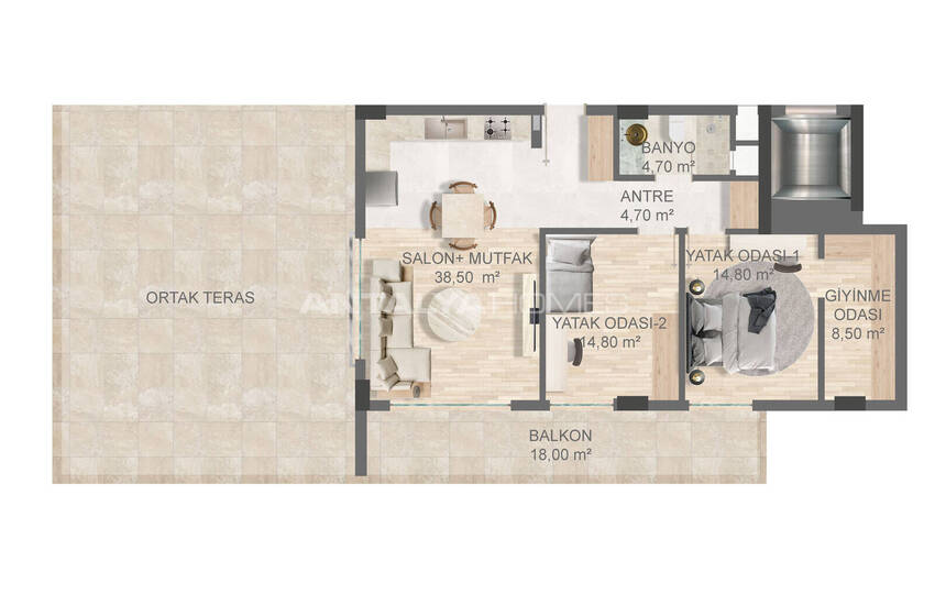 Flats with Private Gardens and Balconies in Aksu Antalya 19