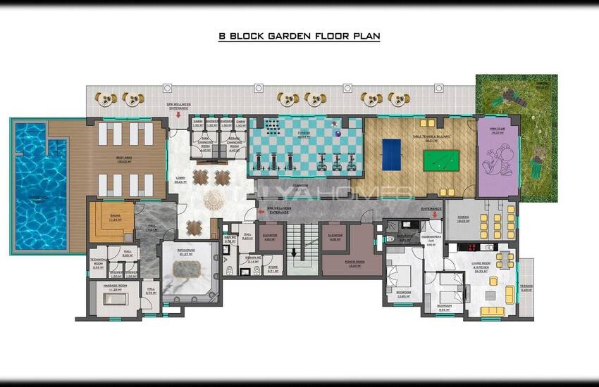 Alanya'da 3 Bloklu Sosyal Olanaklara Sahip Sitede Daireler 31