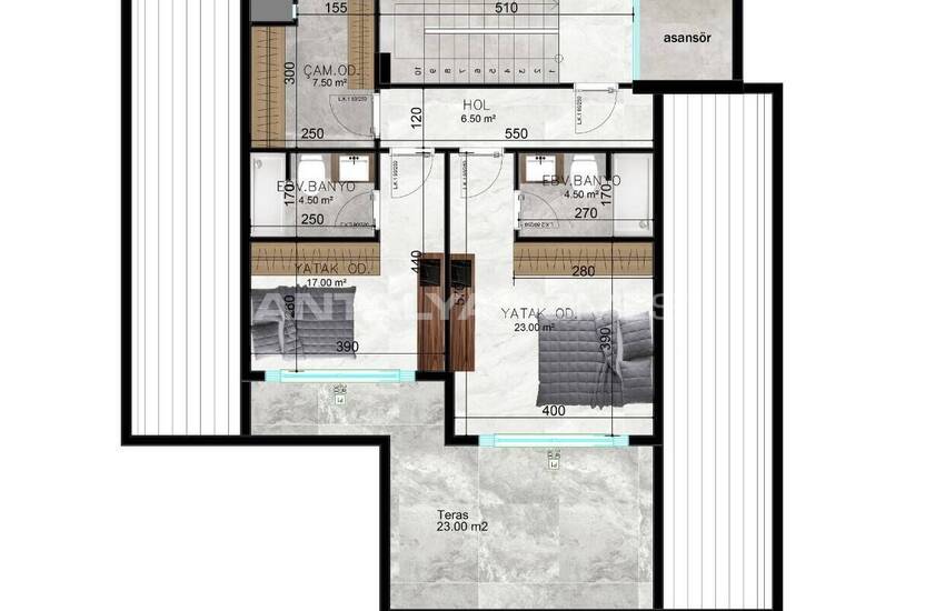 Panoramic Sea View Smart Villas in Alanya Tepe 34