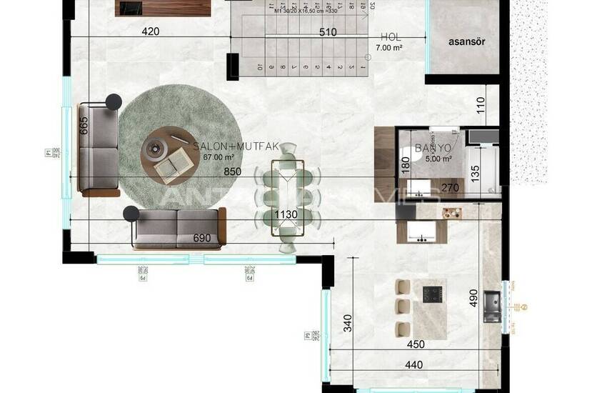 Panoramic Sea View Smart Villas in Alanya Tepe 35