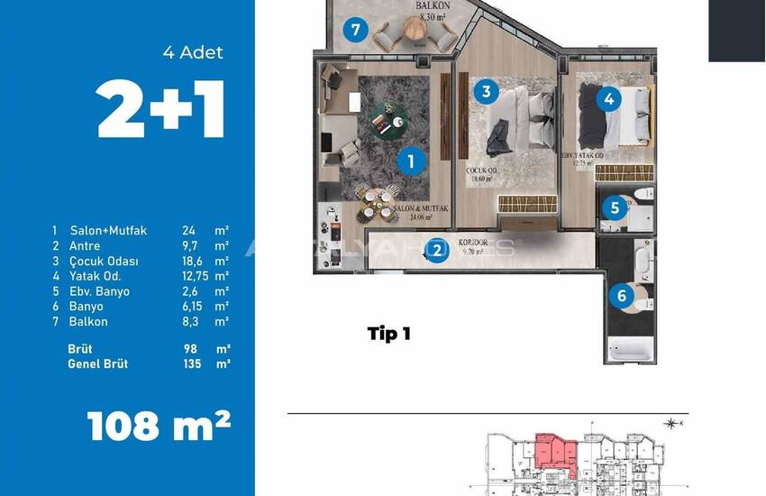 Snygga Fastigheter I Ett Komplex Med Pool I Kepez Antalya 54