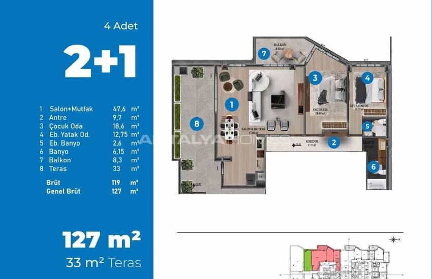 Snygga Fastigheter I Ett Komplex Med Pool I Kepez Antalya 53