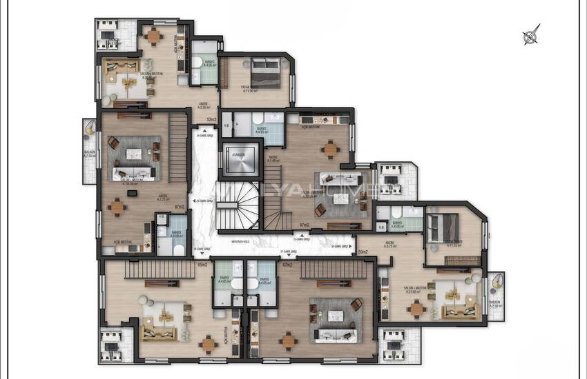 Mountain-view Flats in a Complex with Pool in Konyaalti Antalya 48