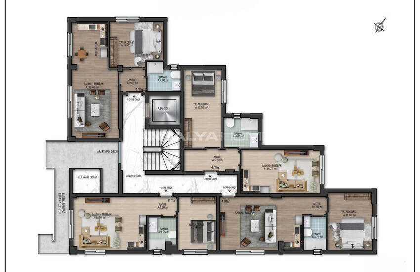 Mountain-view Flats in a Complex with Pool in Konyaalti Antalya 44