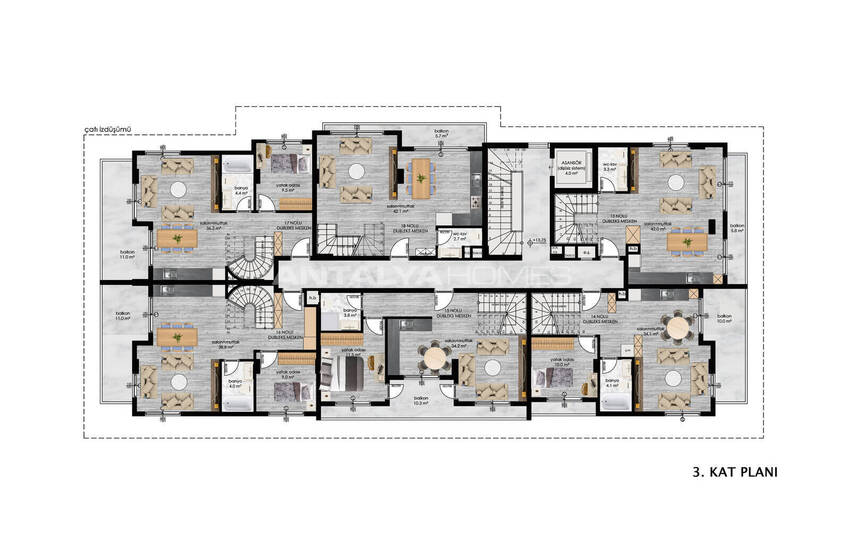 Flats in a Complex with Rich Amenities in Alanya 19