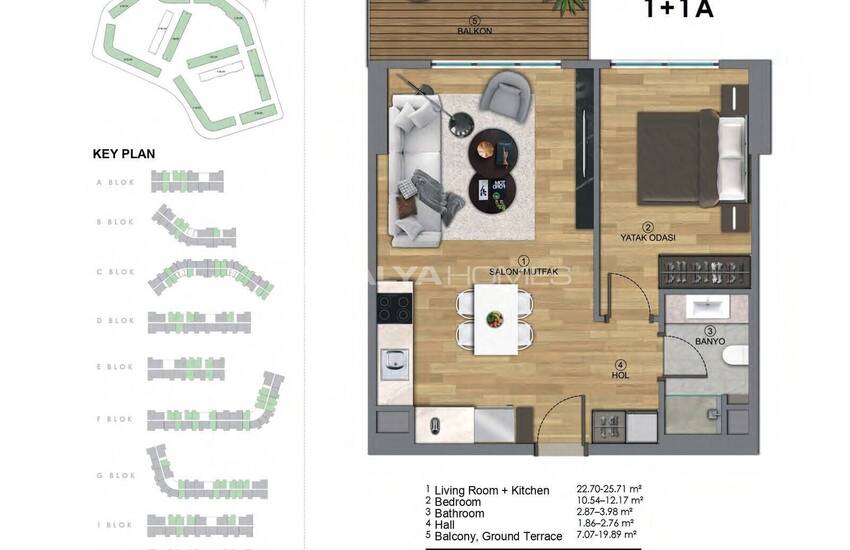 آپارتمان های سرمایه گذاری در یک پروژه جامع در آنتالیا آلتینتاس 32