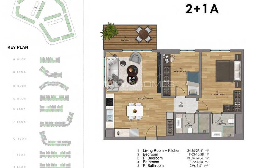 آپارتمان های سرمایه گذاری در یک پروژه جامع در آنتالیا آلتینتاس 33