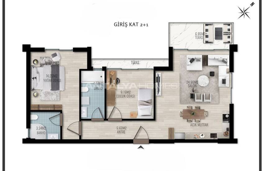 Flats in a Complex with Pool and Parking in Antalya Konyaalti 22