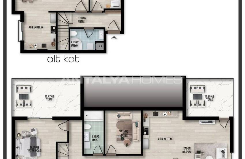 Flats in a Complex with Pool and Parking in Antalya Konyaalti 25