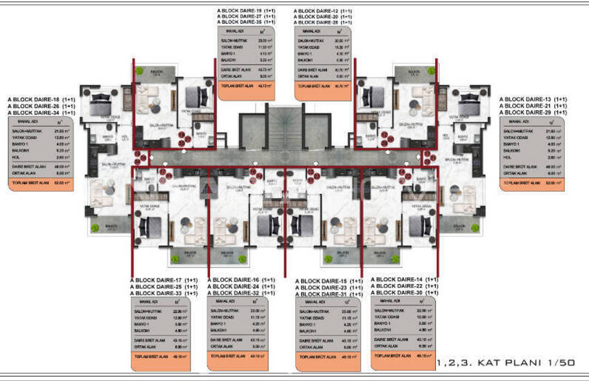 Alanya'da Zengin Olanaklı Sitede Şehir ve Dağ Manzaralı Daireler 28