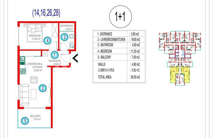 Elegant Apartments in a Hotel Concept Project in Alanya Oba 45