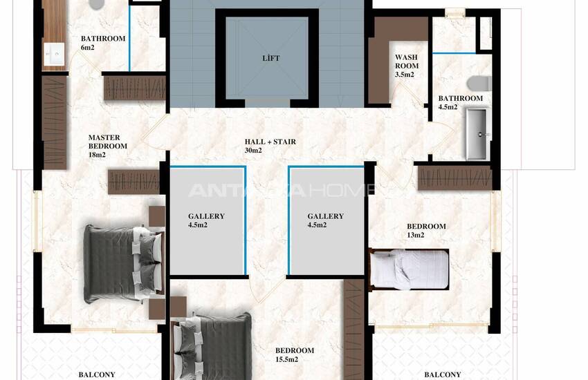 خانه های مستقل با استخرها و باغ های خصوصی در آلانیا 32
