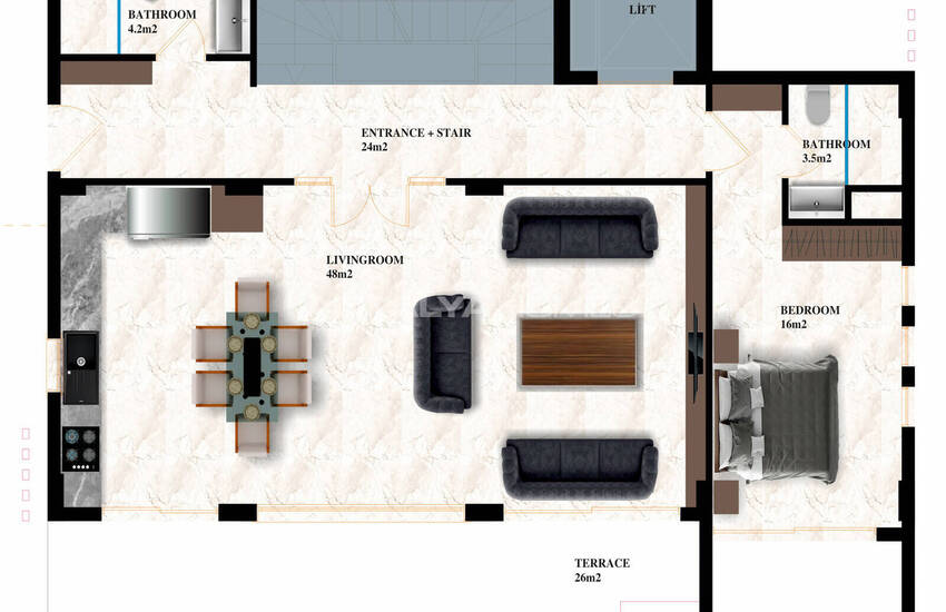 خانه های مستقل با استخرها و باغ های خصوصی در آلانیا 33