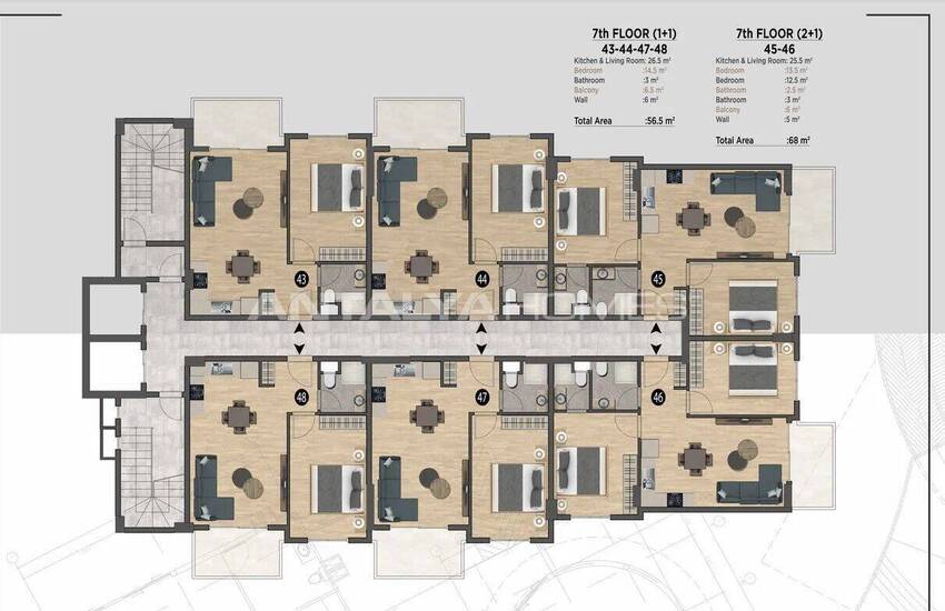 Недвижимость в одноблочном комплексе рядом с морем в Алании 24