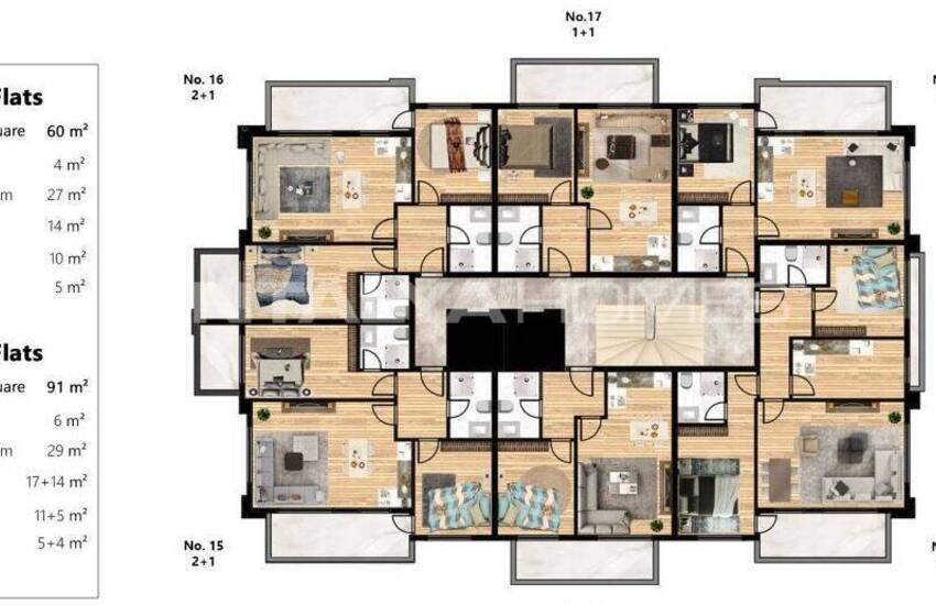Alanya'da Denize Yakın Havuzlu Sitede Manzaralı Şık Daireler 18
